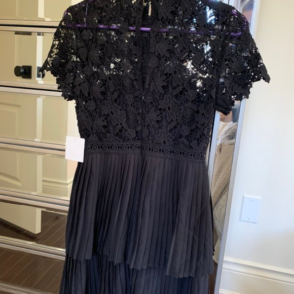 Zara Black Lace and Pleated Dress - Picture 2 of 4